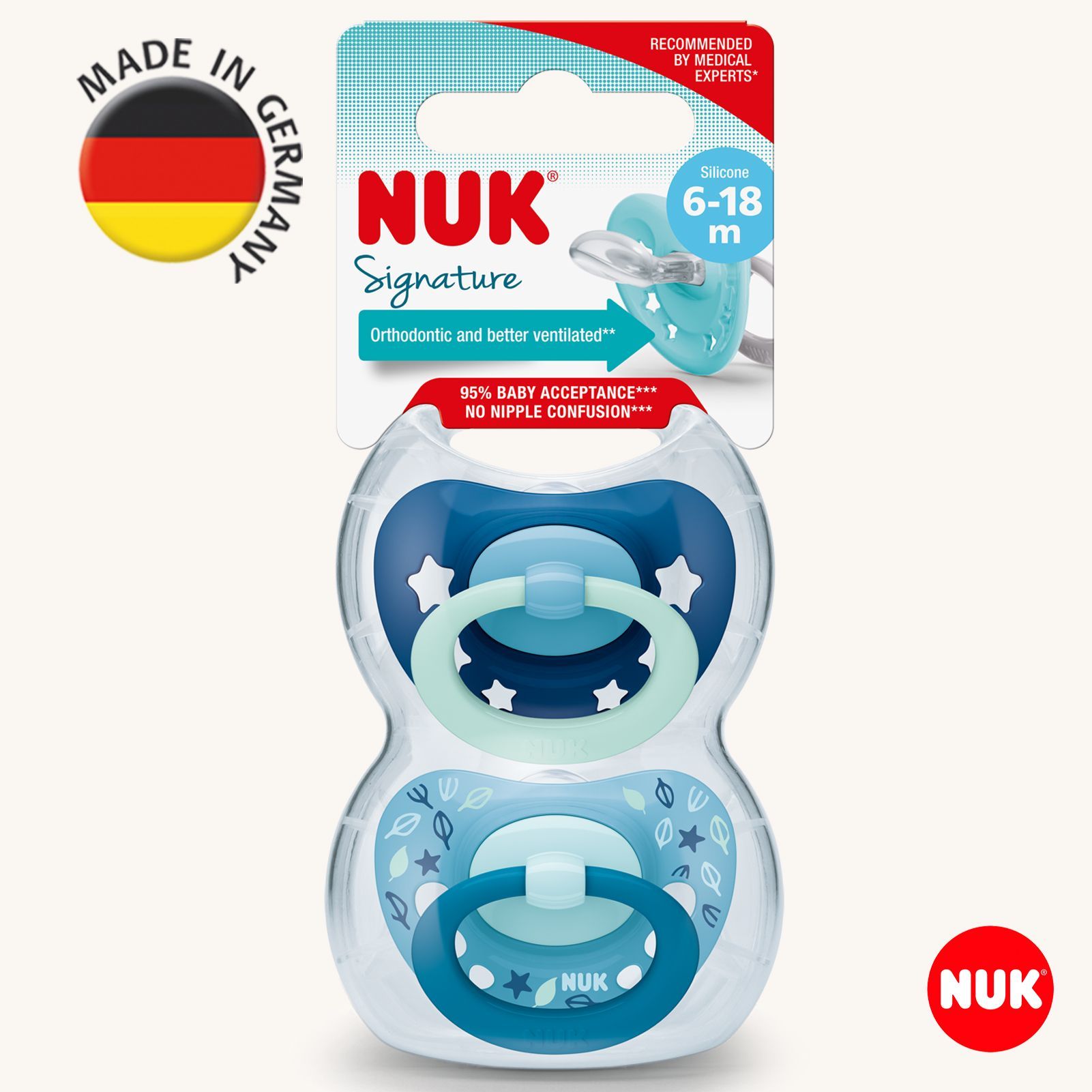 Пустышка Nuk силикон ортодонтическая от 6 мес. 2 шт. - фото 1