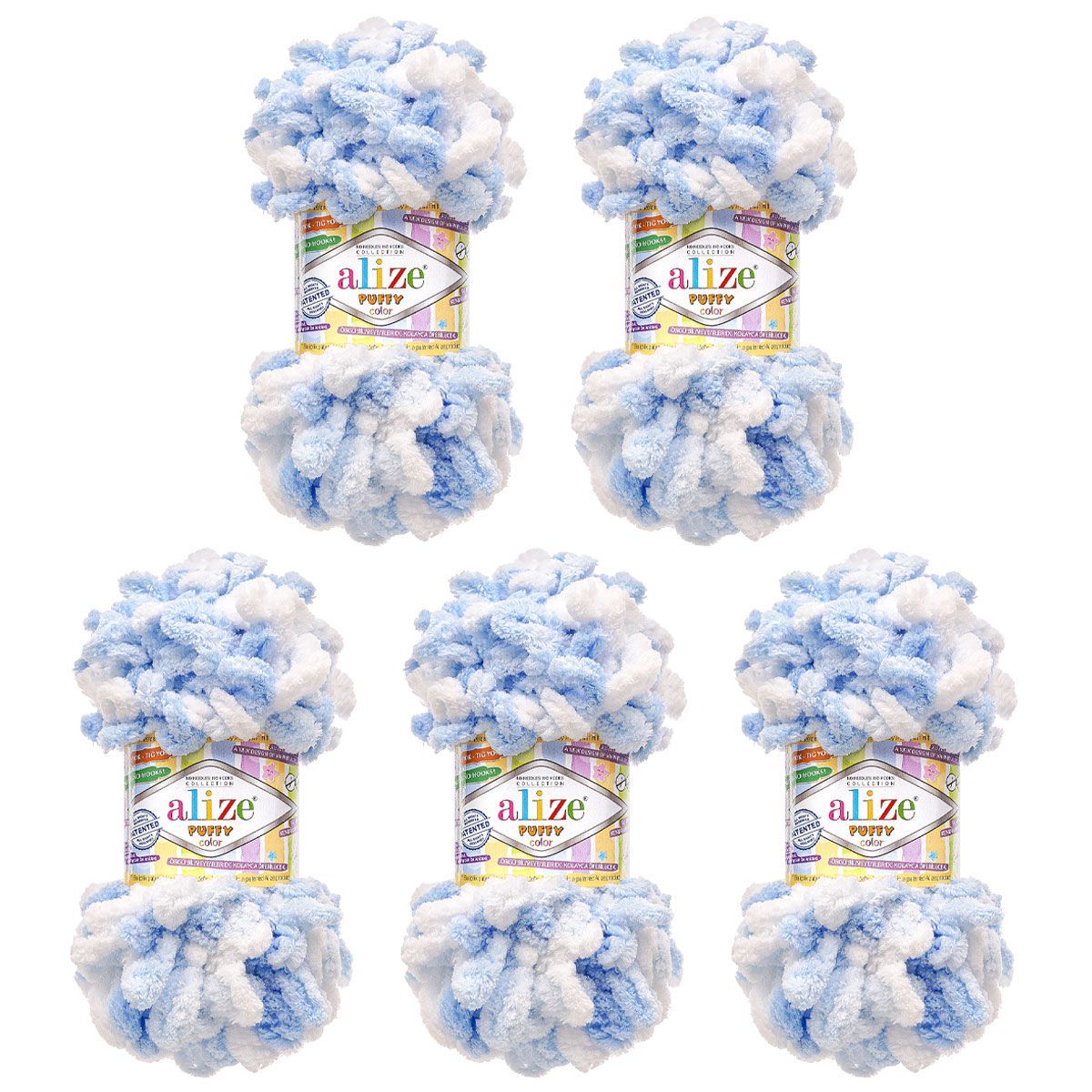 Пряжа для вязания Alize puffy color 100 г 9 м микрополиэстер плюшевая мягкая 5865 секционный 5 мотков - фото 10
