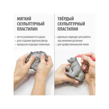 Пластилин скульптурный Brauberg набор для лепки мягкий серый 5 кг