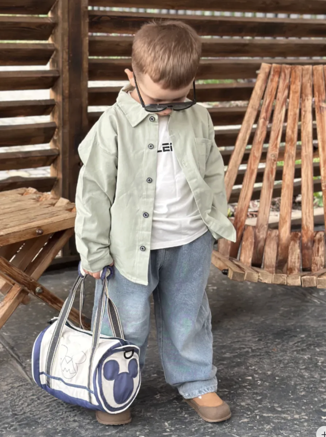 Костюм Everforkids тройка рубашка зеленая с джинсами - фото 7