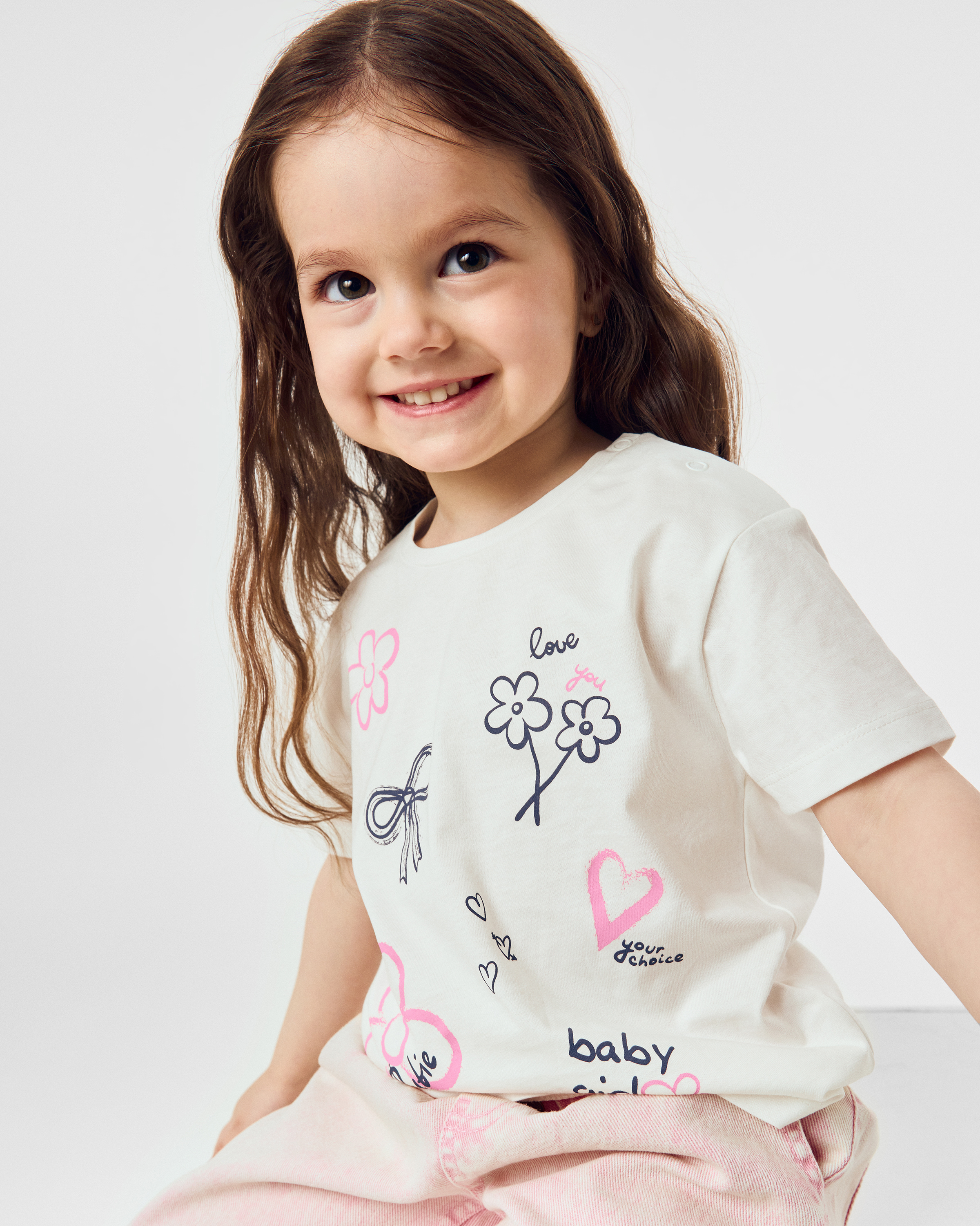 Изображение товара Детская футболка BabyGo 86 из хлопка с цветным принтом и застежками на плече