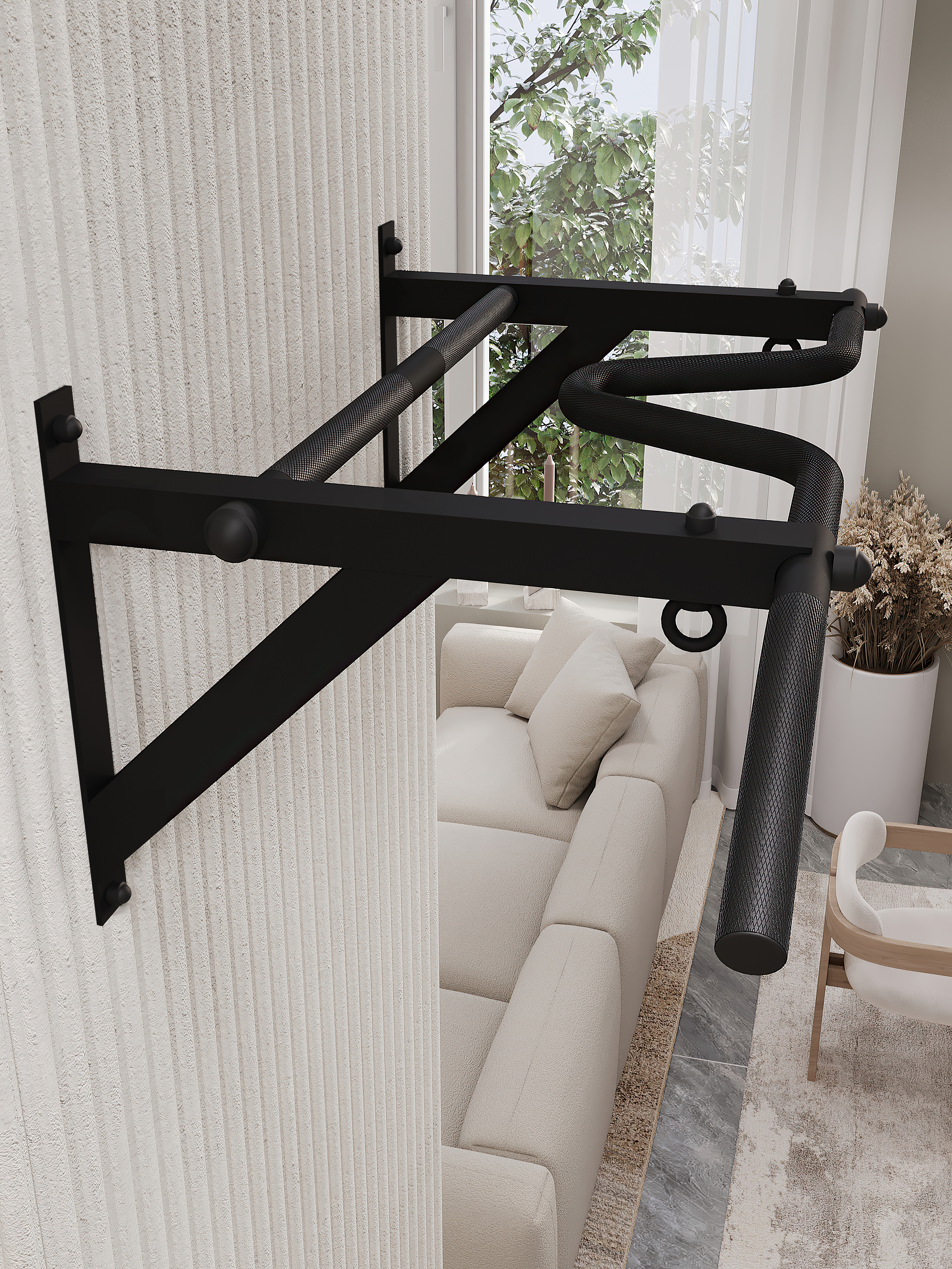 Турник настенный VENOM BLACК - стальное рифление хватов - фото 5