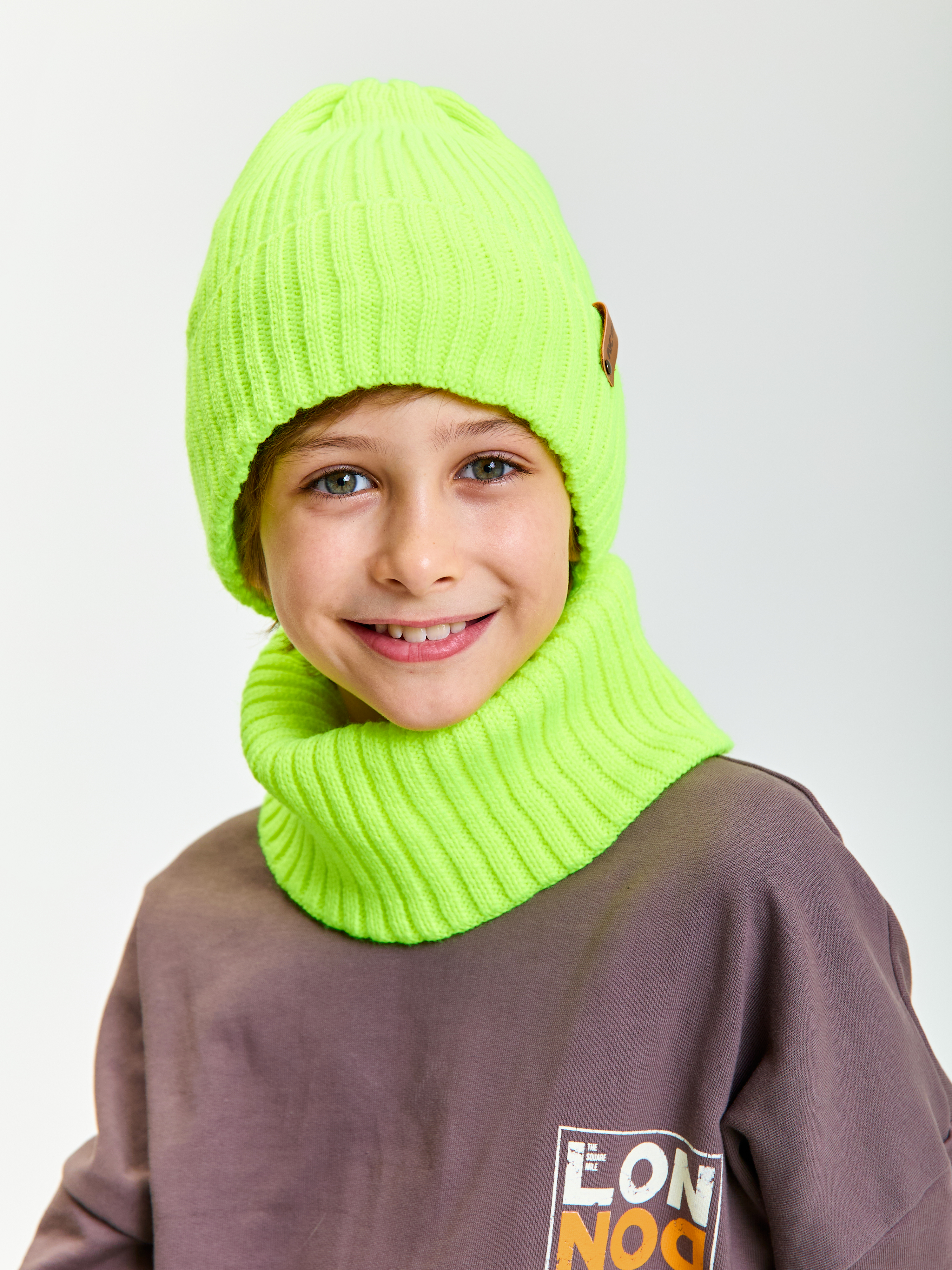 Шапка и снуд KUBRIO KU-H-104-GplainW-acidB - фото 4