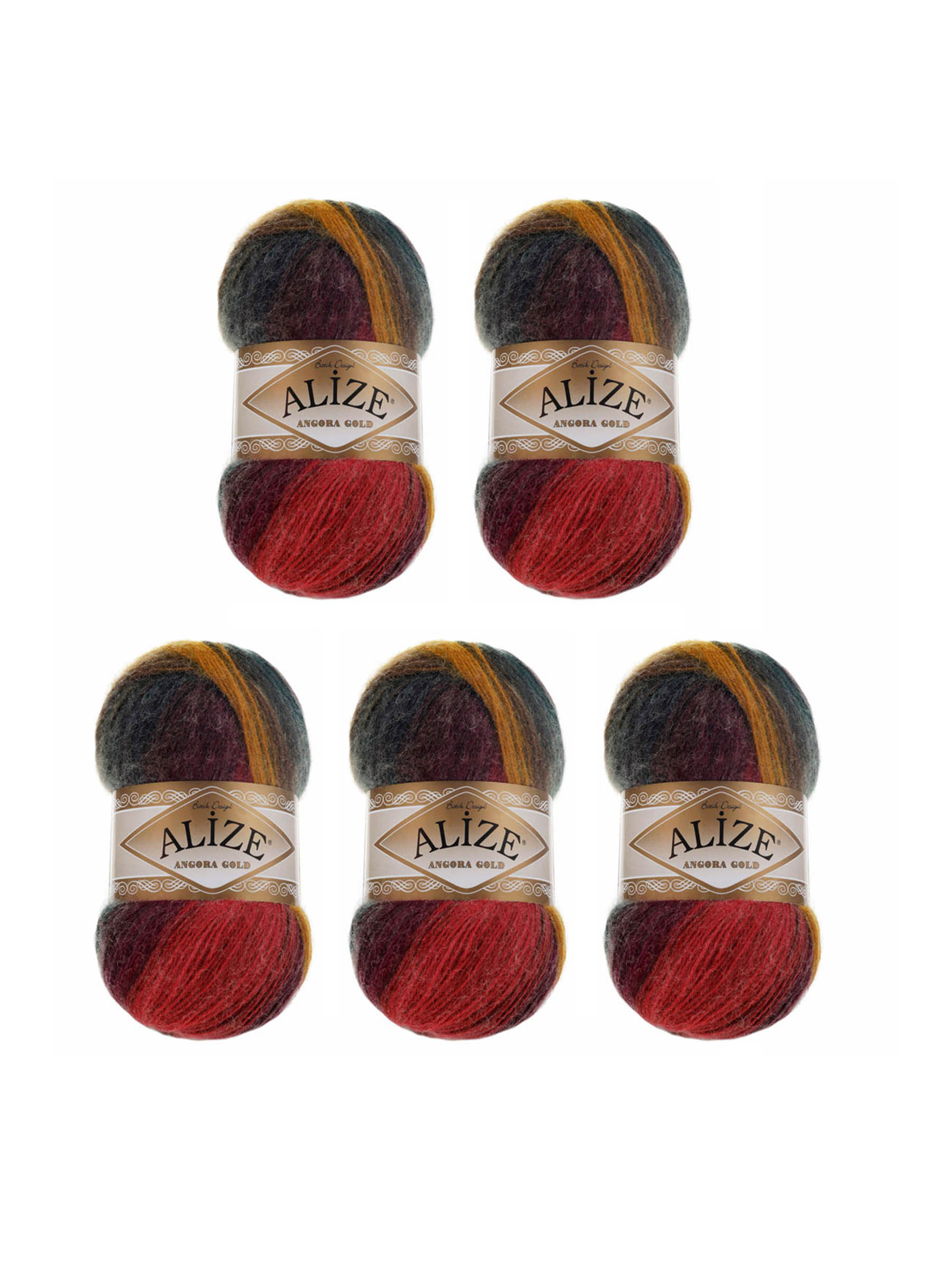 Пряжа Alize для вязания зимних вещей Angora Gold Batik 100 гр 550 м 5 мотков 3368 секционный - фото 6