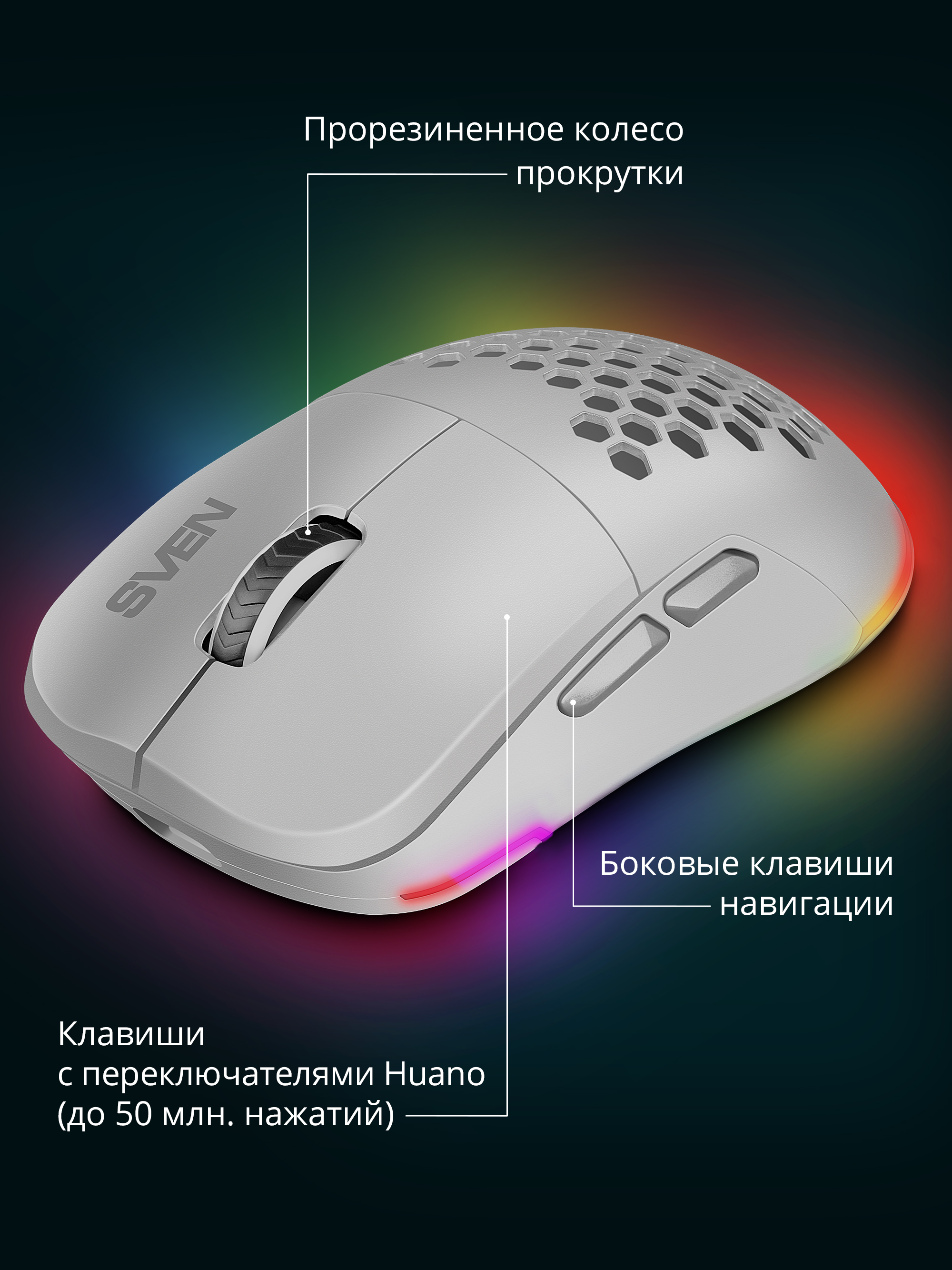 Беспроводная игровая мышь SVEN RX-G980W с ПО 50-26000 DPI (точек на дюйм) - фото 2