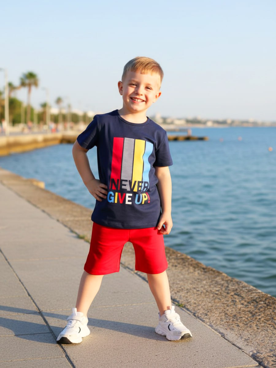 Футболка и шорты VEDDI 683/2к-21-синий/красный/Never - фото 8