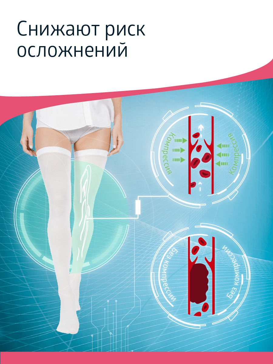 Чулки B.Well JW-214 размер 1 антиэмболические госпитальные 1 класс компрессии - фото 12