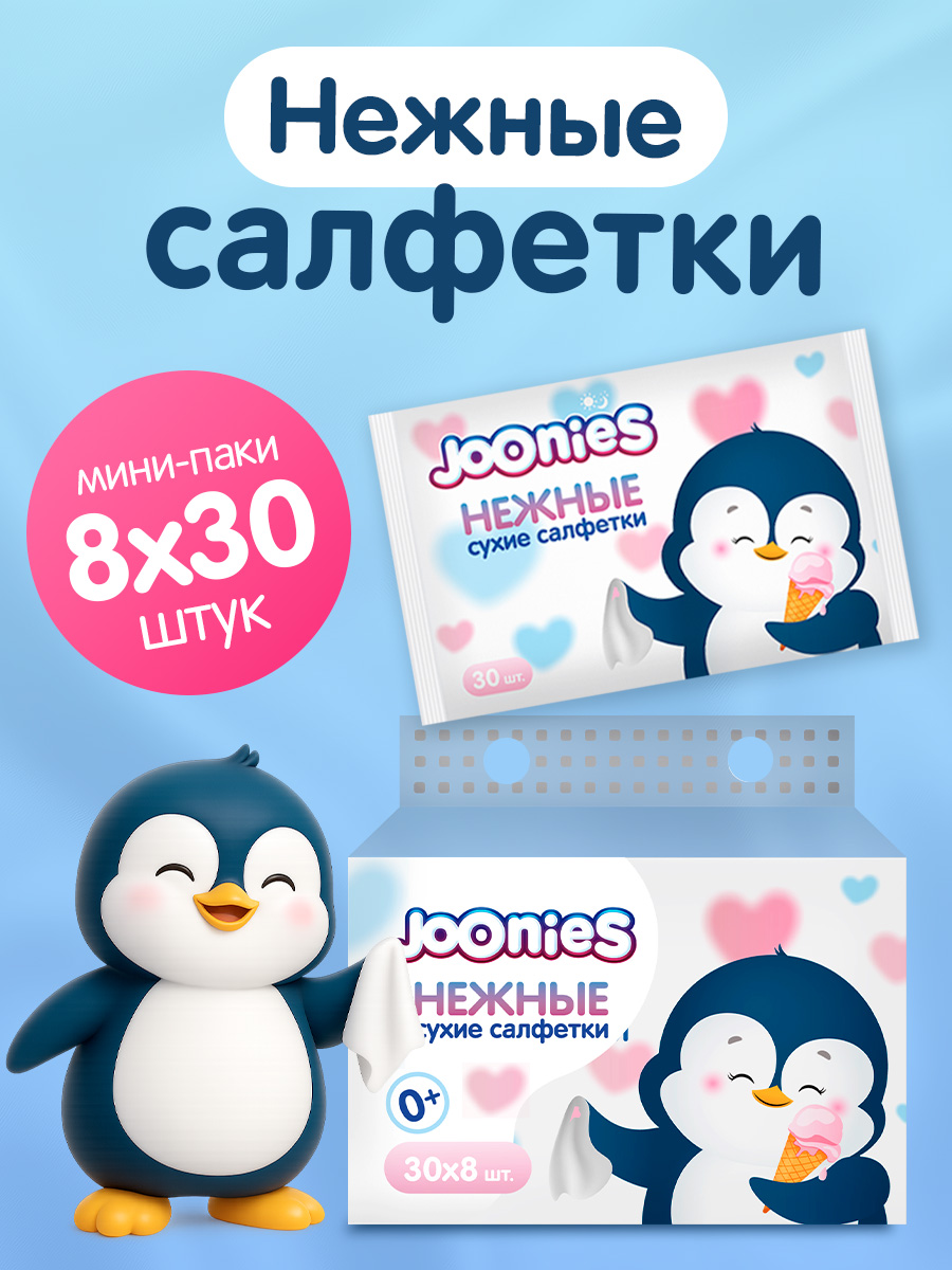 Бумажные платочки Joonies 8 упак. 30 шт. - фото 1