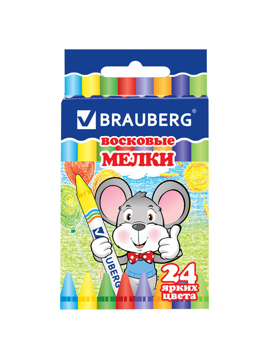Восковые мелки Brauberg 24 шт. - фото 8