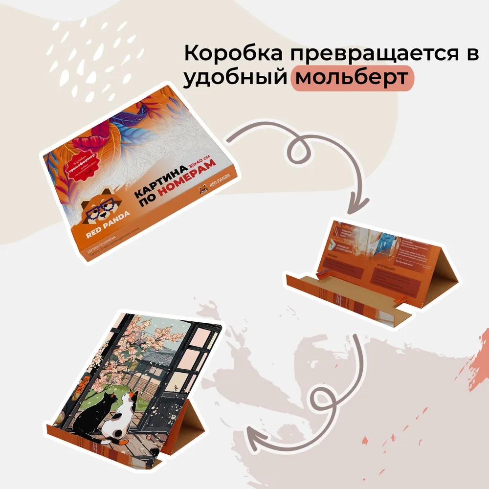 Картина по номерам Red Panda Цветение сакуры и коты - фото 2