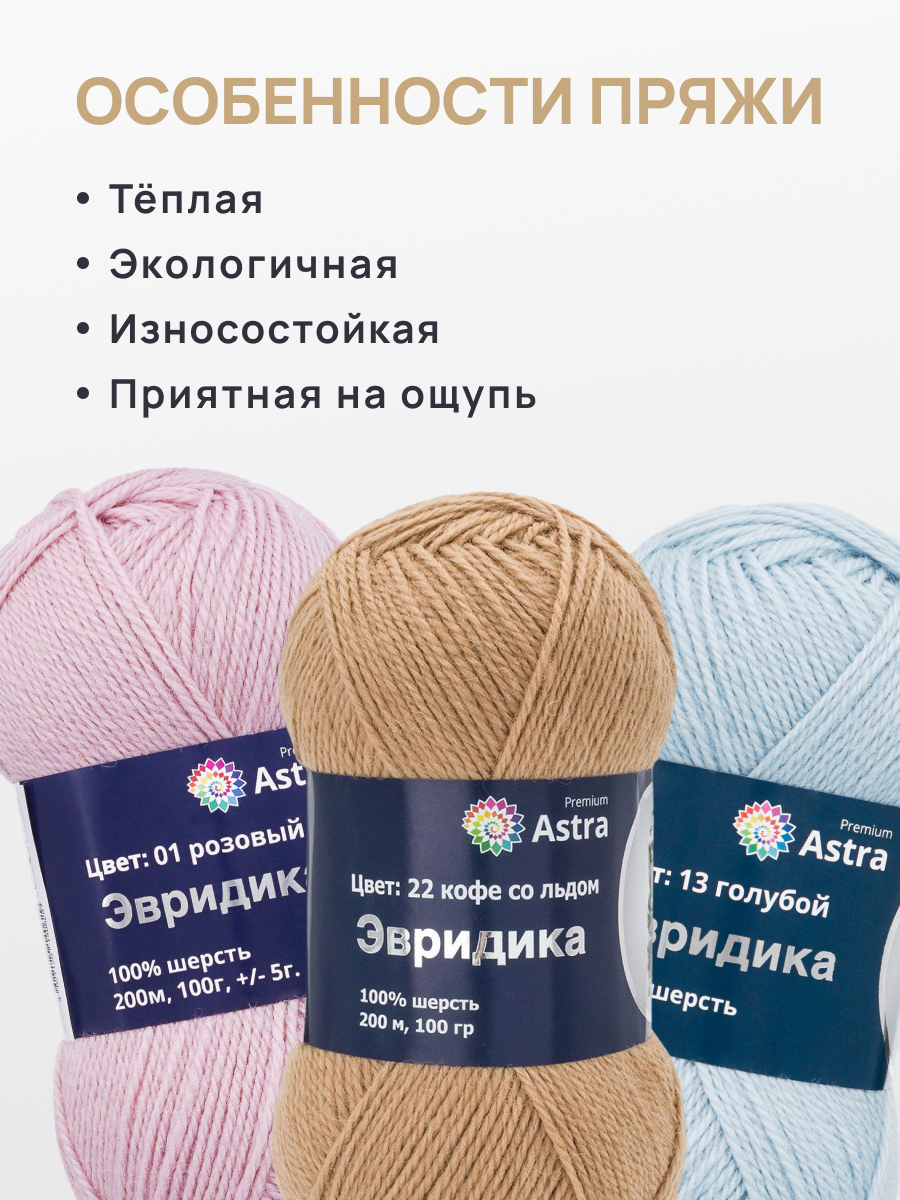 Пряжа для вязания Astra Premium Эвридика 100 г 200 м 3 шт - фото 3