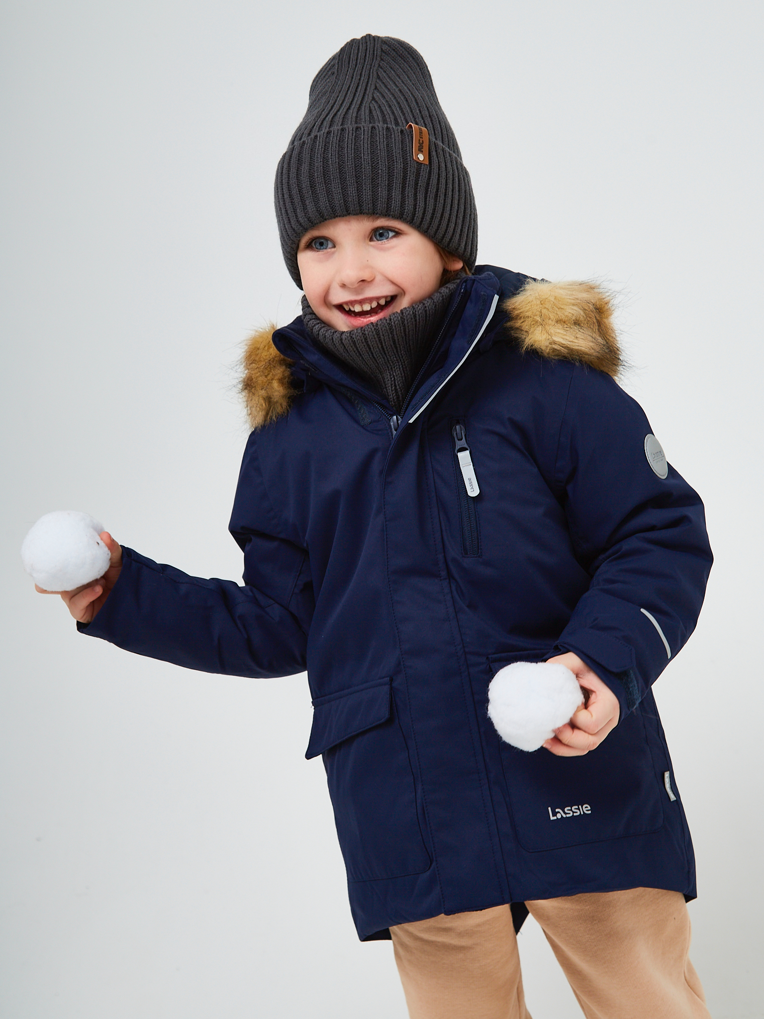 Шапка и снуд NYCkids NYC-H-53-poloski-graphiteB - фото 11