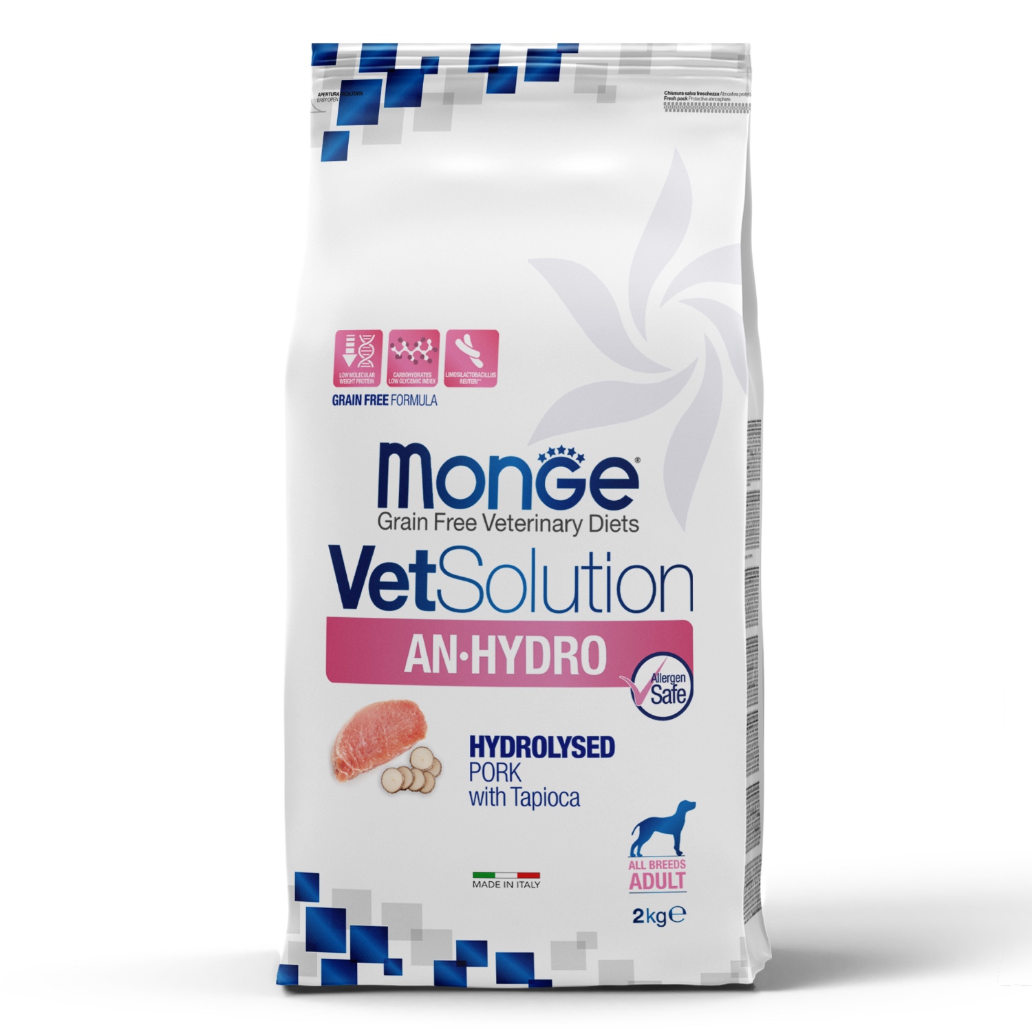 Корм для собак диетический MONGE VetSolution Dog An-Hydro ан-гидро при пищевой непереносимости 2кг - фото 1