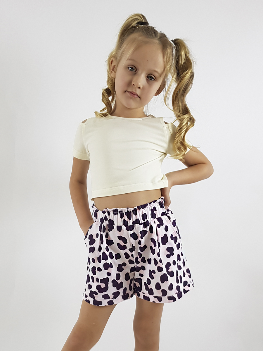 Изображение товара Короткие хлопковые шорты для девочек Luneva 110 яркий принт