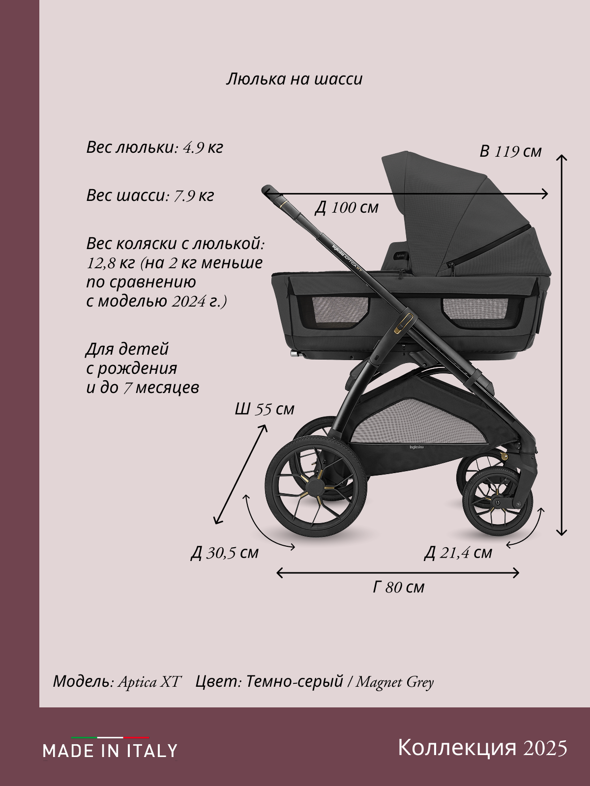 Коляска 3в1 Inglesina серый - фото 12