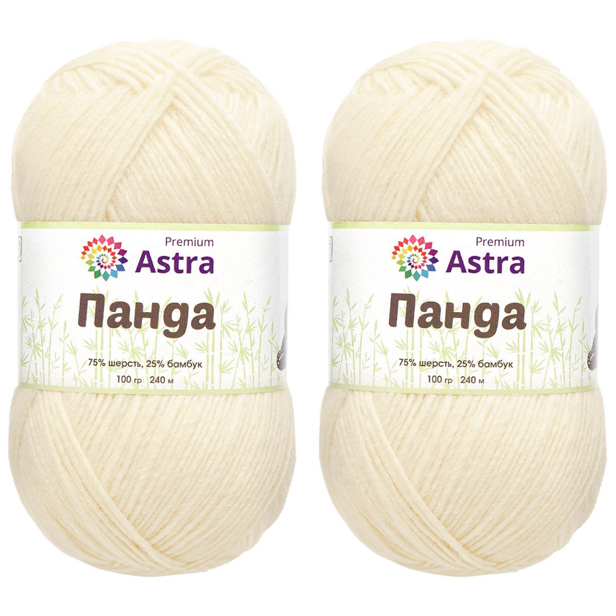 Пряжа Astra Premium Панда Panda шерсть бамбук 100 г 240 м 001 белый 2 мотка - фото 10
