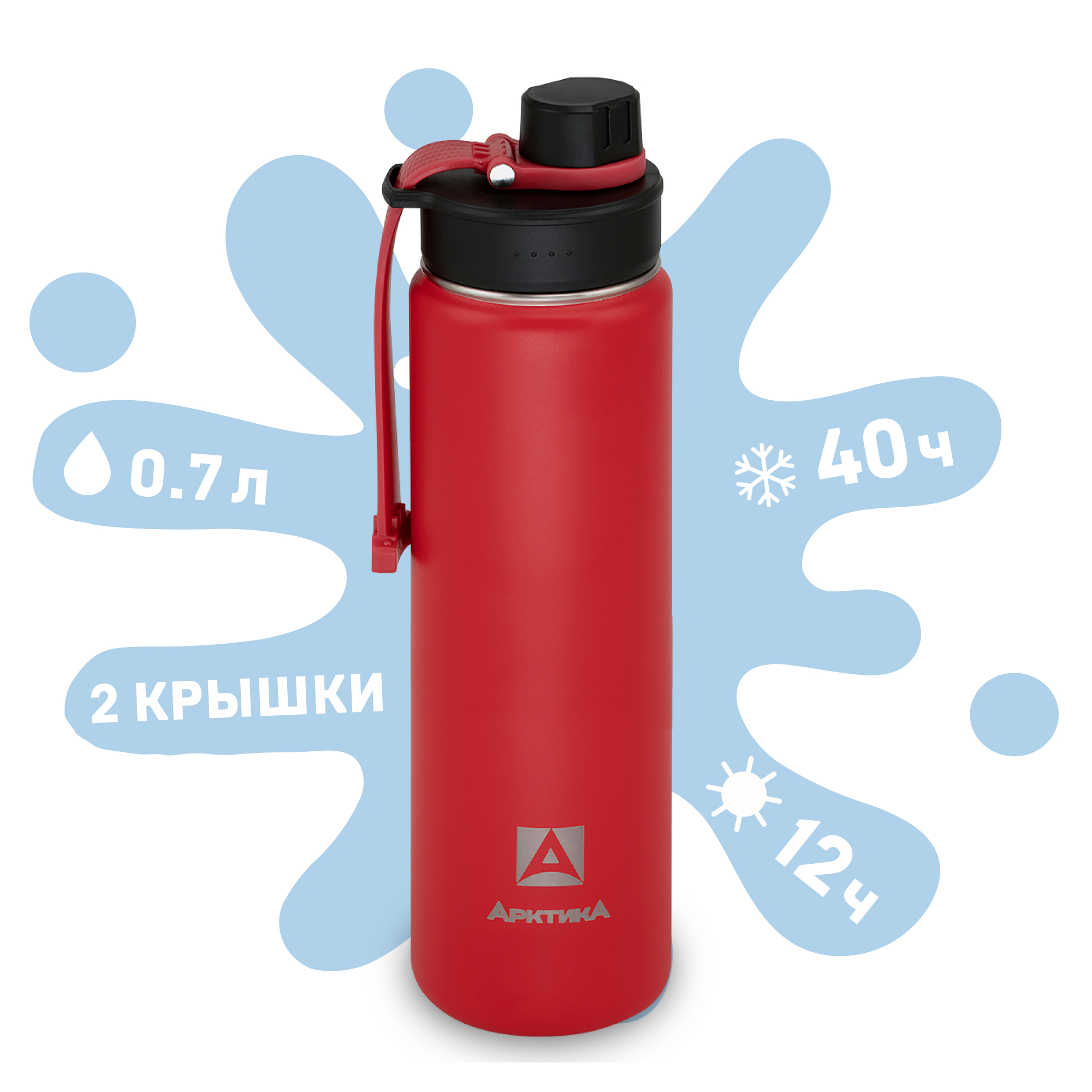 Термокружка Арктика 700мл с поилкой 708-700s красная - фото 1