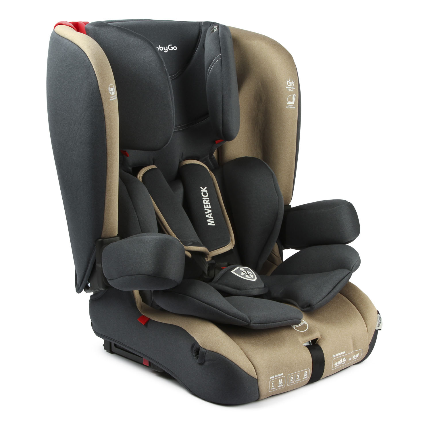 Автокресло BabyGo Maverick New Isofix 0+/1/2/3 (0-36 кг) бежевый - фото 14