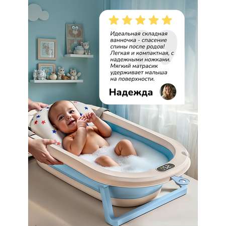 Ванночка для купания новорожденных Play okay складная с матрасиком