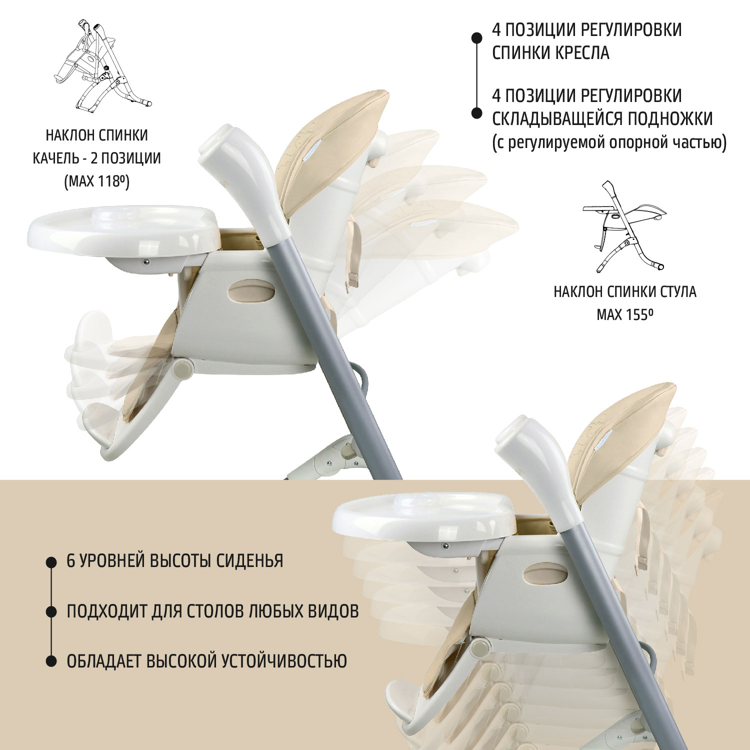 Стульчик для кормления Nuovita Unico Leggero трансформер - фото 5