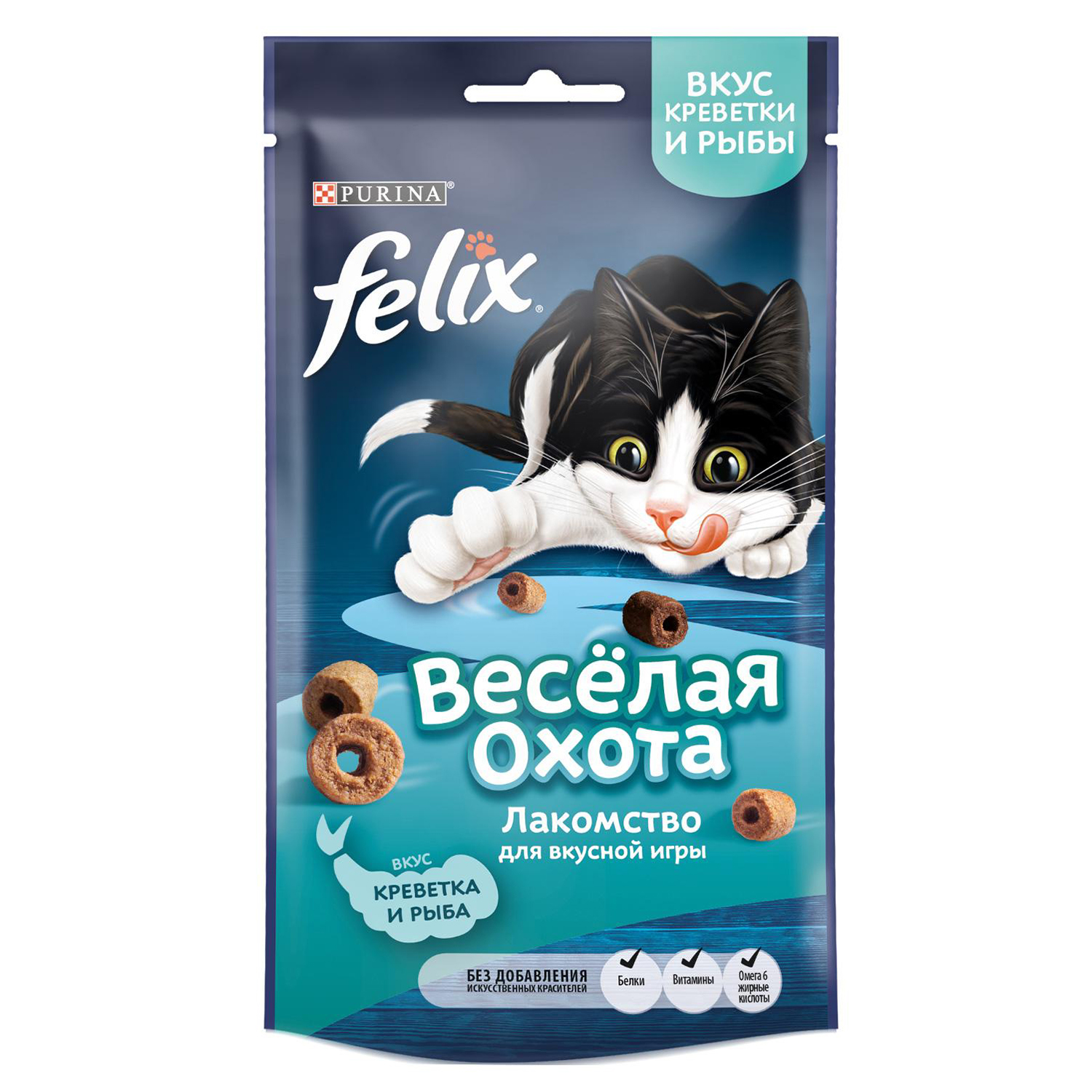 Лакомство для кошек Felix Веселая Охота креветки-рыба 50г - фото 1
