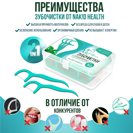 Зубная нить Nak!d 50 шт.
