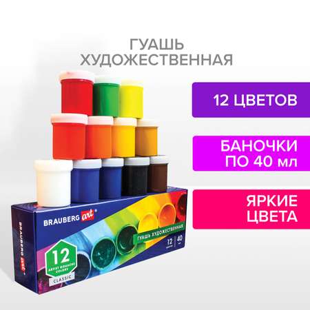 Краски гуашь Brauberg 12 цв.