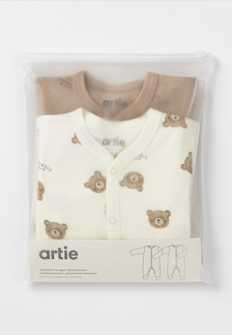 Комбинезон 2 шт artie S25B18K2-1482M/Молочный-коричневый - фото 5
