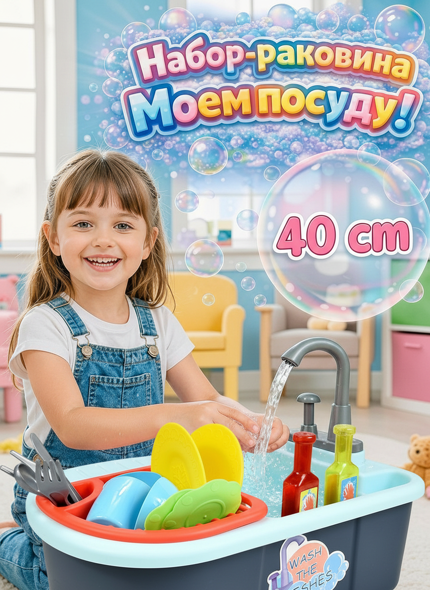 Игрушка Altacto Моем посуду раковина 13 предм. - фото 1