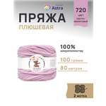 Пряжа для вязания Astra Premium плюшевая пушистый ворс полиэстер 100 гр 80 м 720 св.фиолетовый 2 мотка