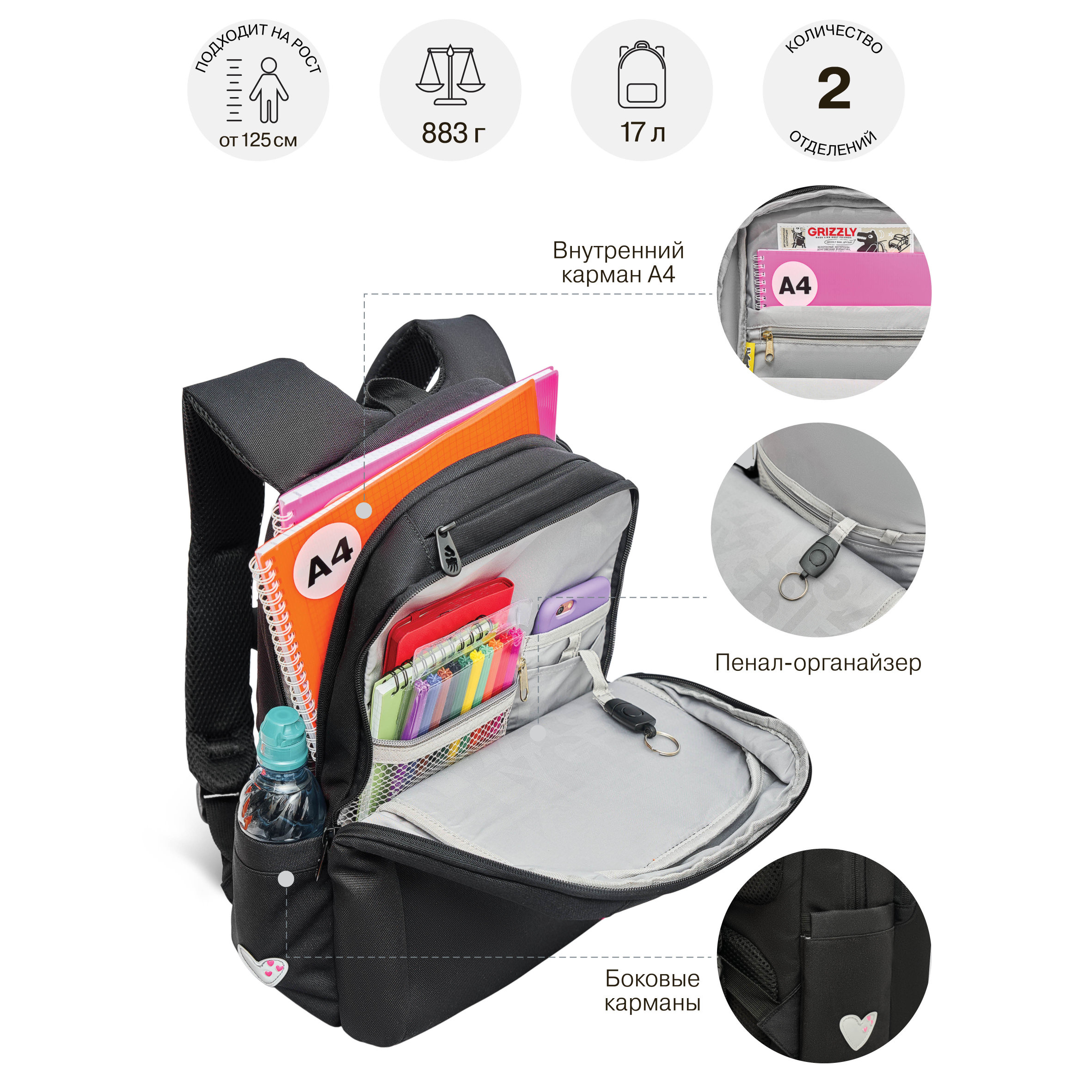Рюкзак Grizzly для девочки - фото 7