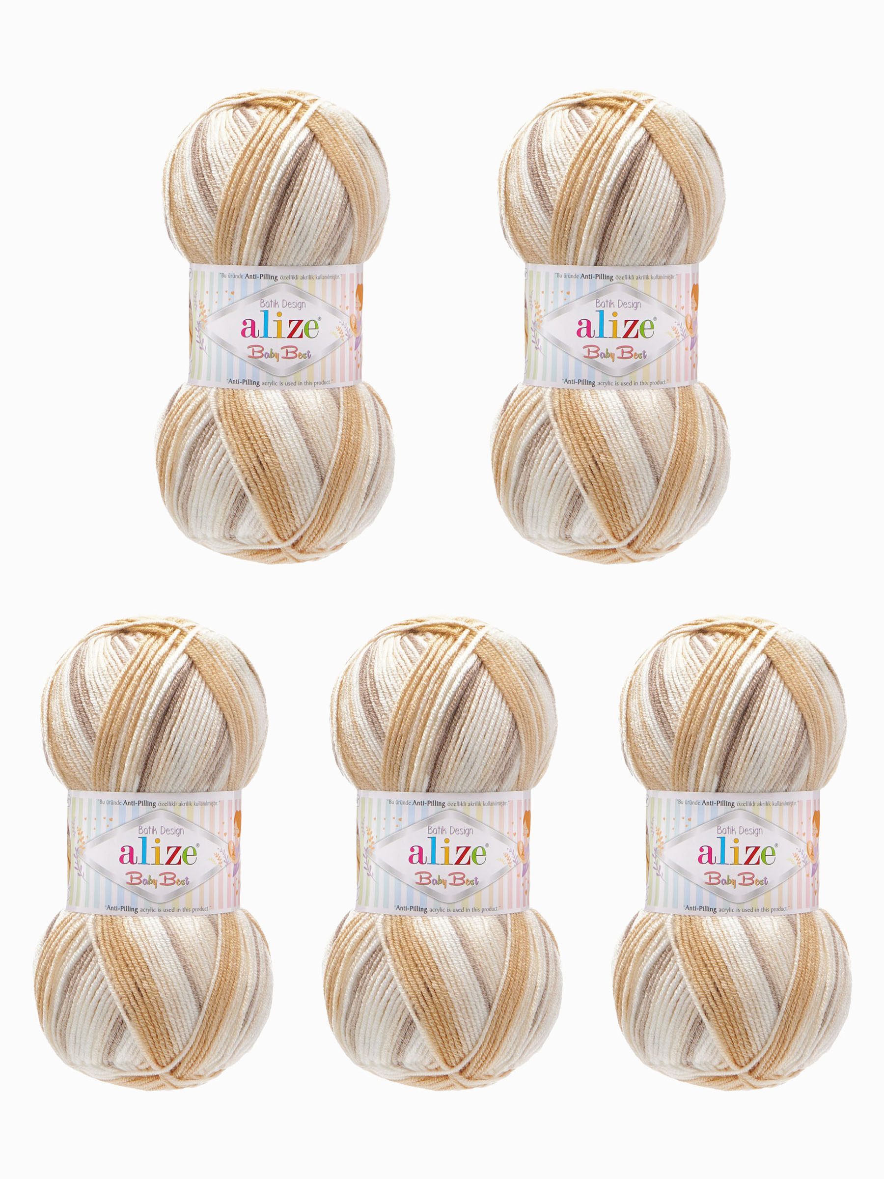 Пряжа для вязания Alize baby best batik бамбук акрил с эффектом антипиллинг 100 г 240 м 7541 секционный 5 мотков - фото 6