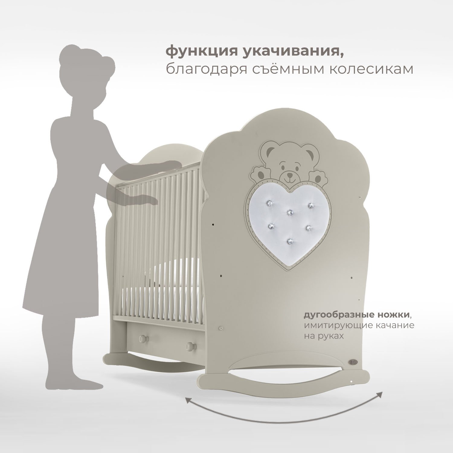 Детская кроватка Nuovita Fortuna dondolo, без маятника (серый) - фото 3