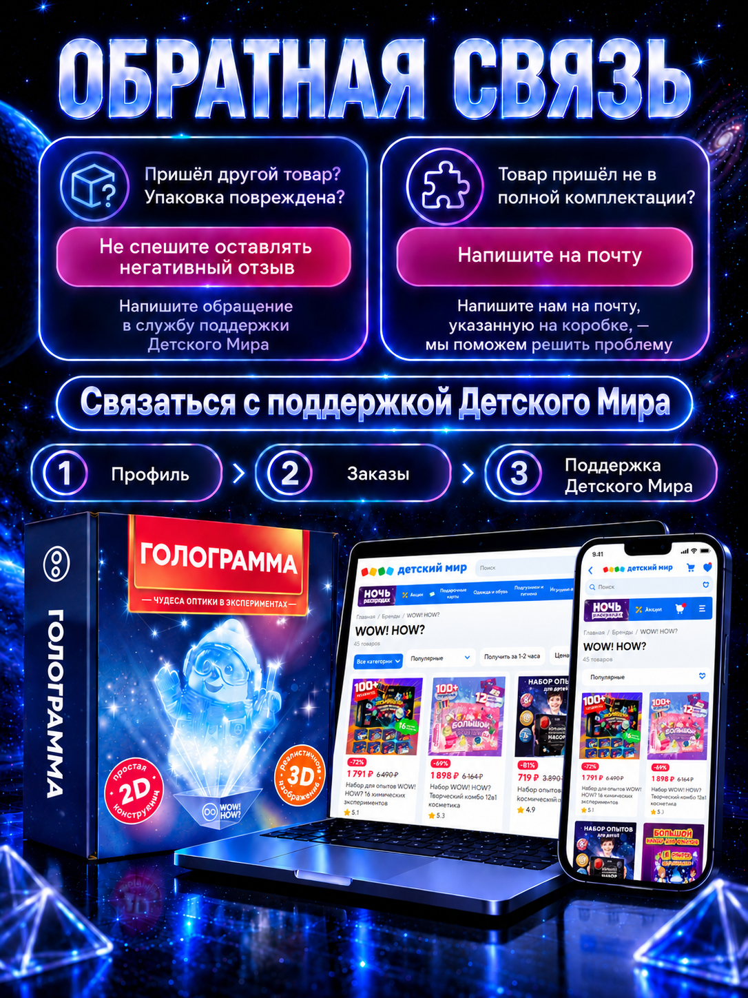 Набор для опытов WOW! HOW? Голограмма - фото 8