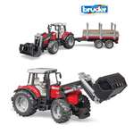 Трактор Bruder Massey Ferguson c манипулятором и прицепом 1:16