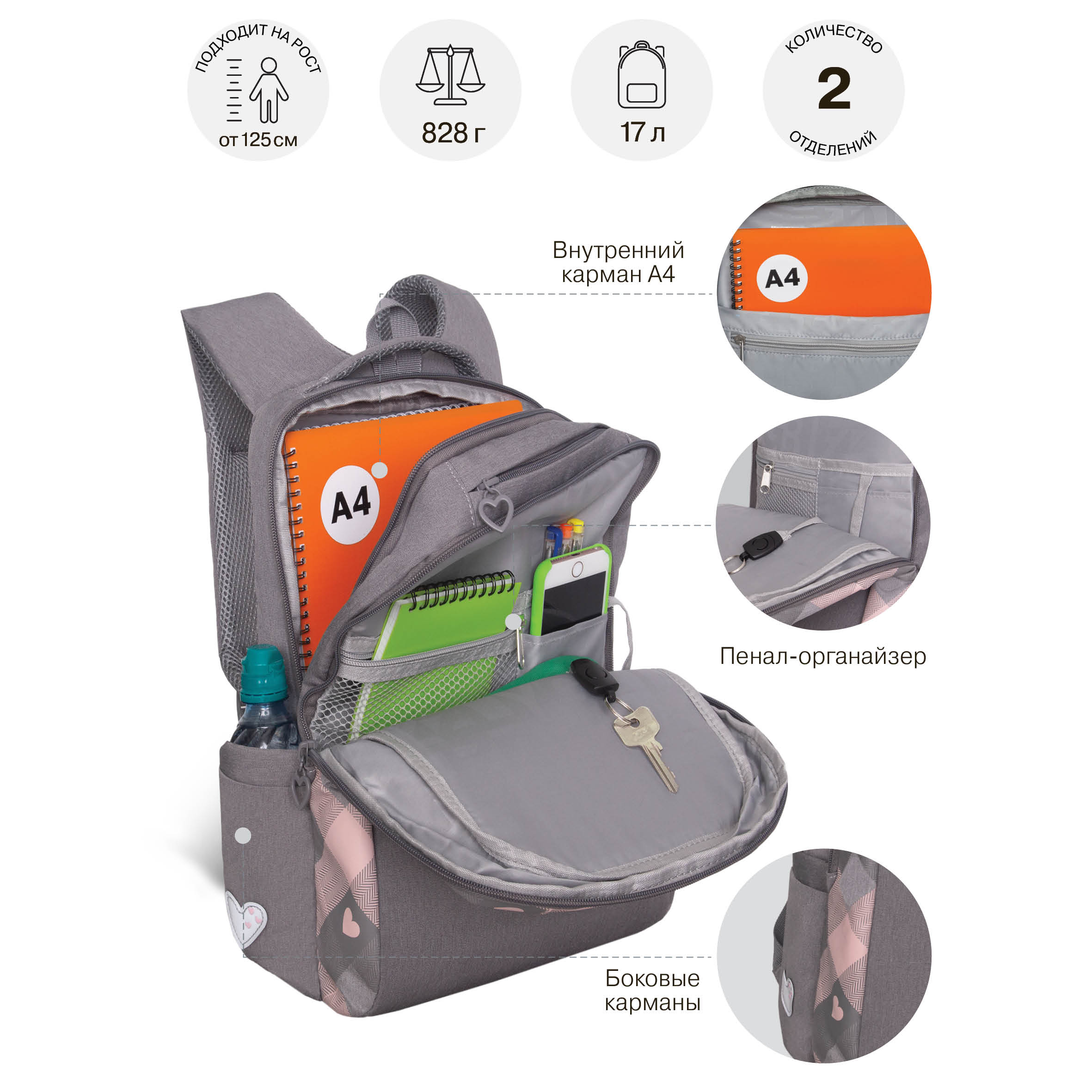 Рюкзак Grizzly Для девочки - фото 8