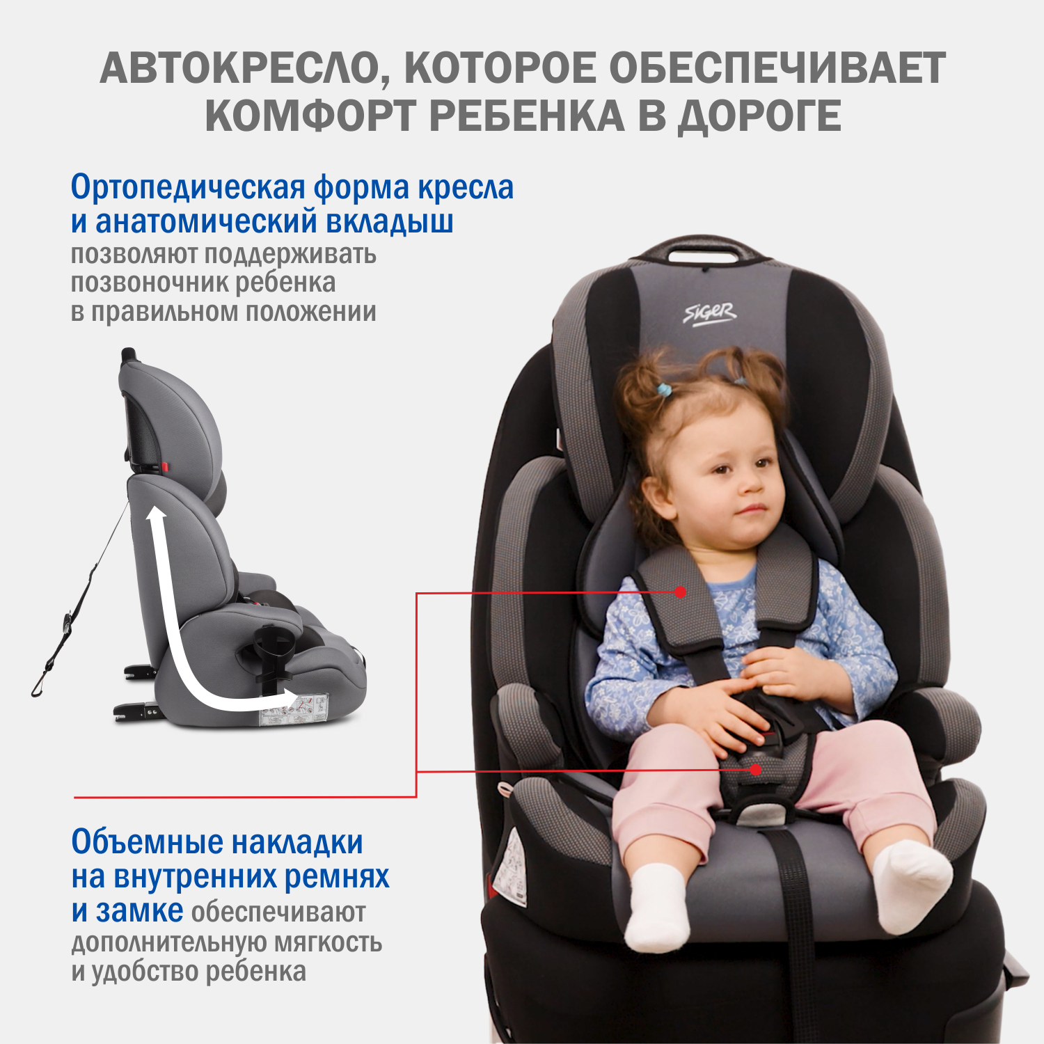 Автокресло SIGER Siger Стар Isofix Lux Isofix 1/2/3 (9-36 кг) - фото 3