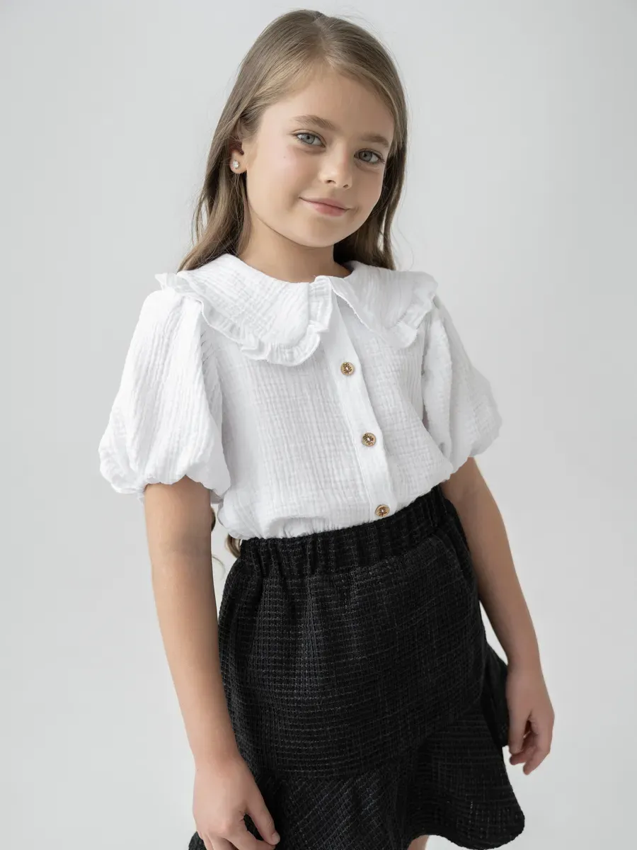 Блузка Leli dress Рубашка2_муслин_корот_рукав_белая - фото 14