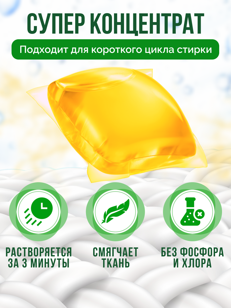 Капсулы для стирки GrePower Extra Clean Сочный кумкват 100 шт. - фото 2