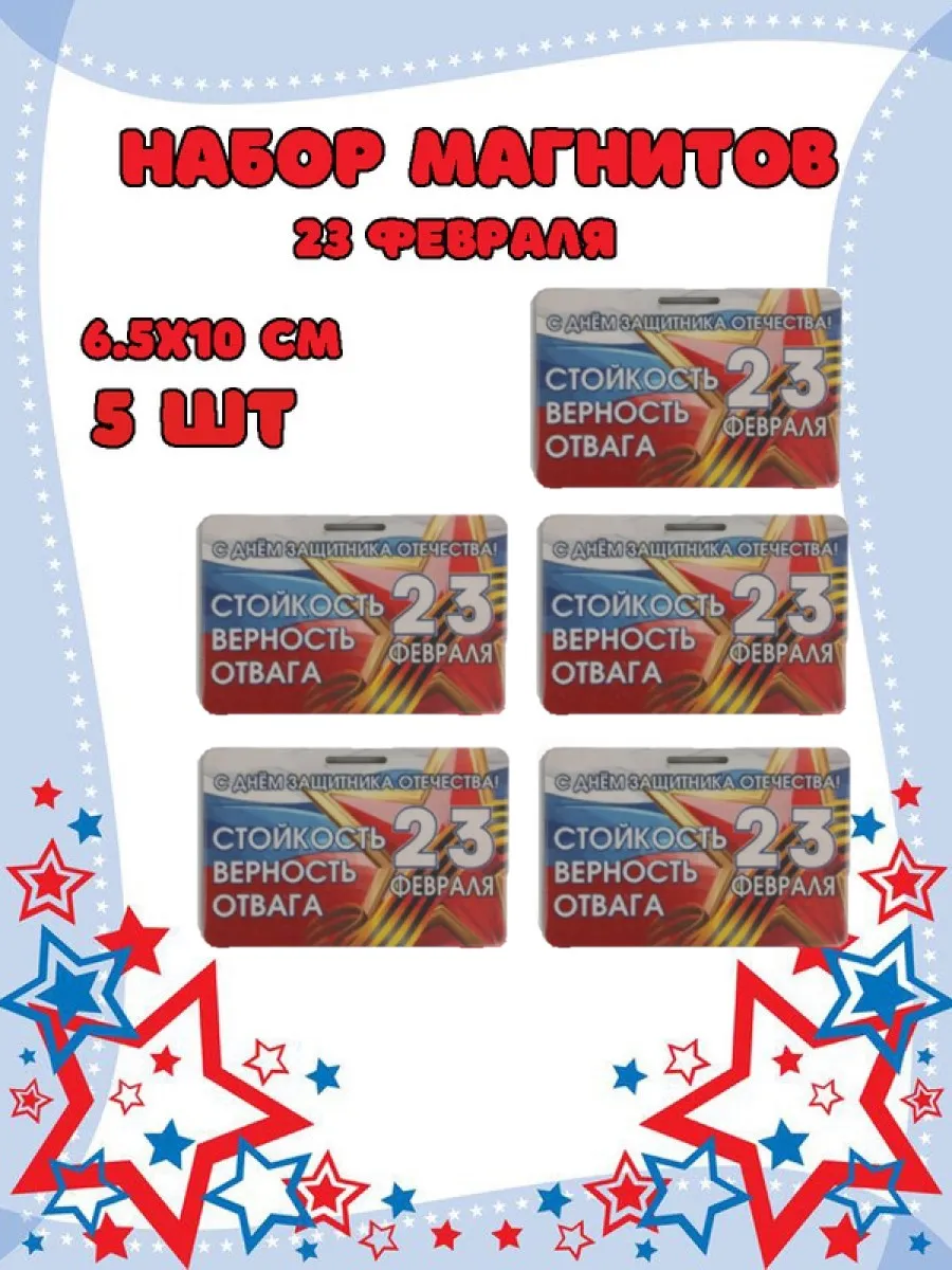 Магнит на холодильник Задира С 23 Февраля набор 5 штук - фото 1