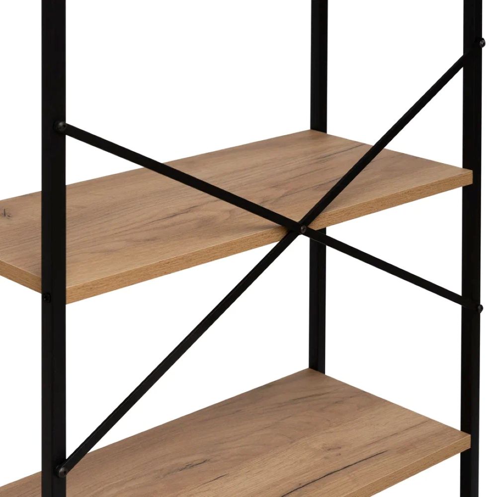 Стеллаж Leset Стилвуд 25 широкий 5 полок Черный/Дуб крафт золотой - фото 6