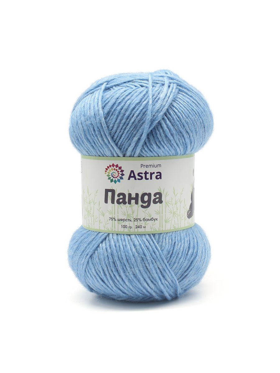Пряжа Astra Premium Панда Panda шерсть бамбук 100 г 240 м 515 светло - голубой 2 мотка - фото 4