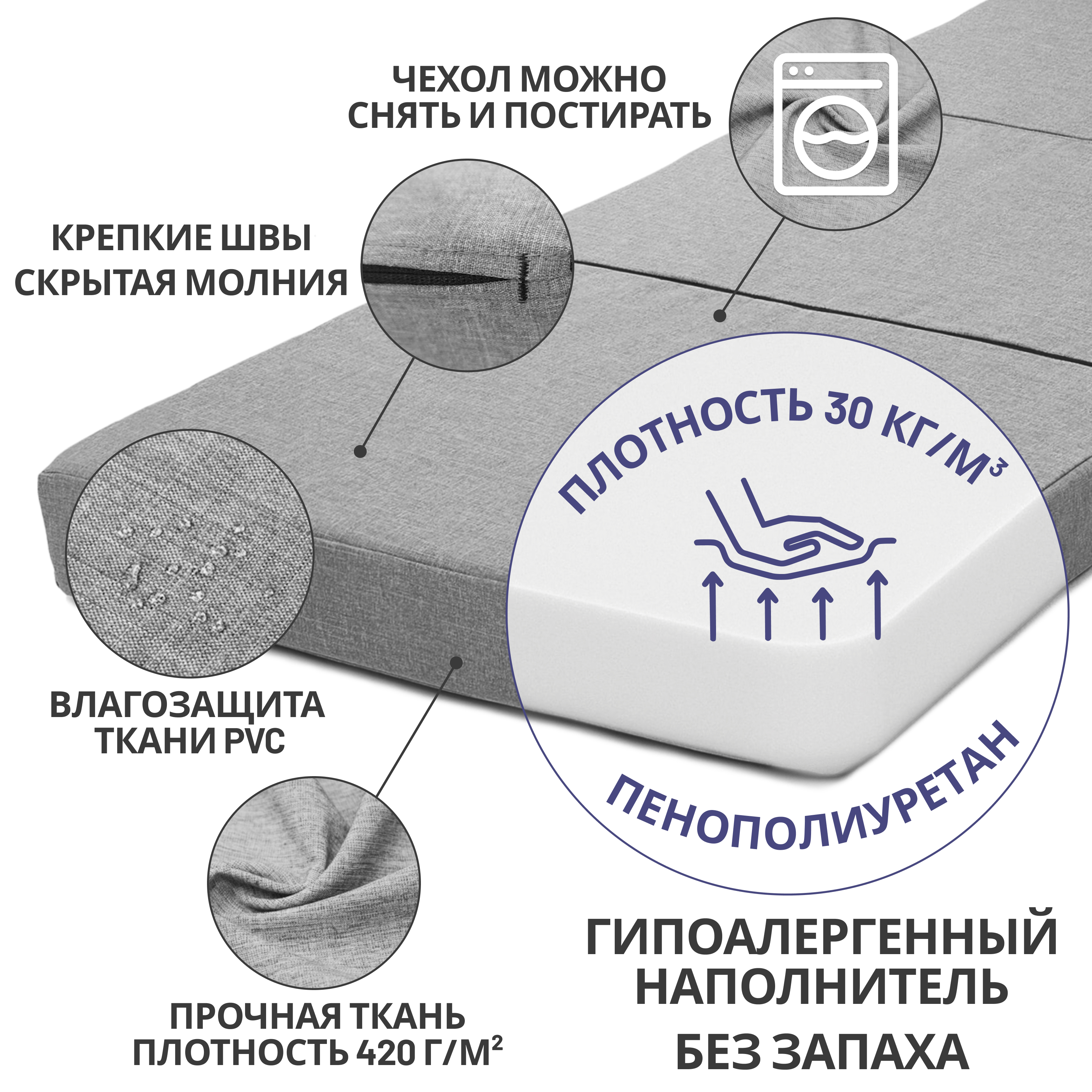 Детский пуф раскладной CUBes бескаркасный S 4 секции оливковый - фото 6