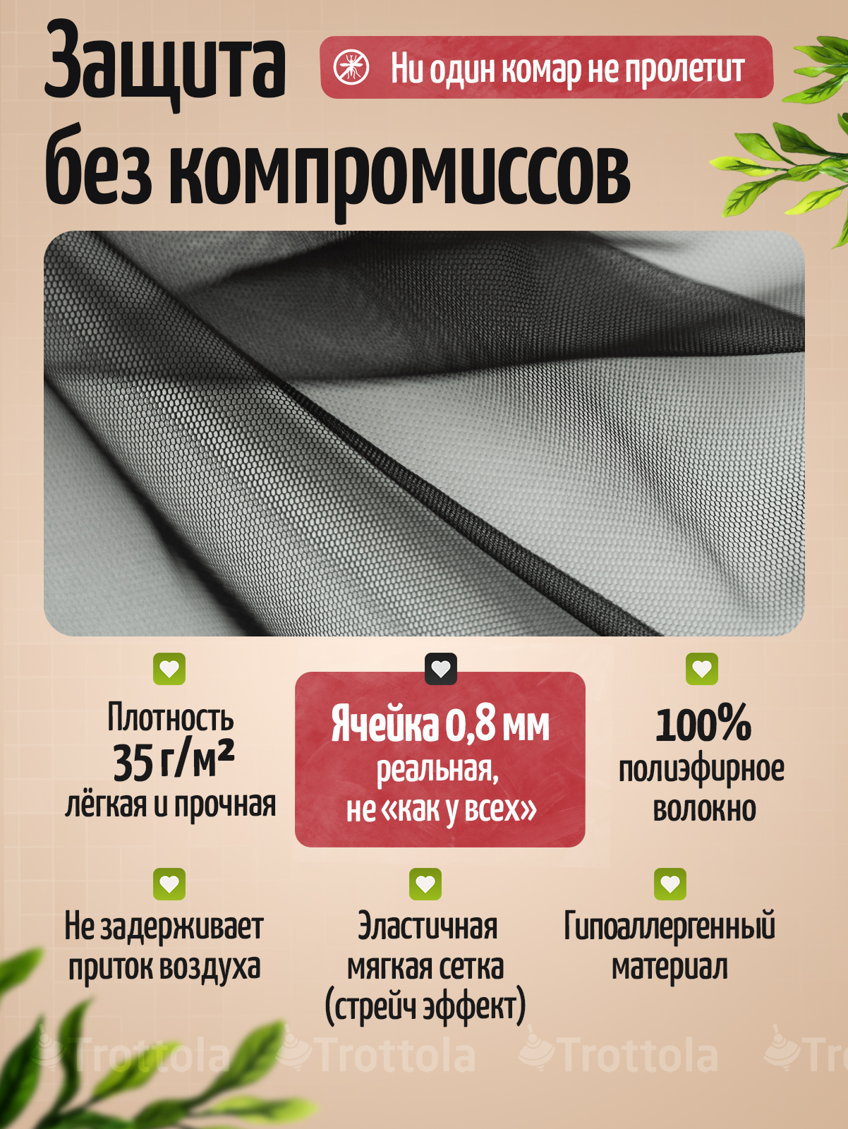 Сетка от насекомых Trottola черный Т170/черная - фото 2