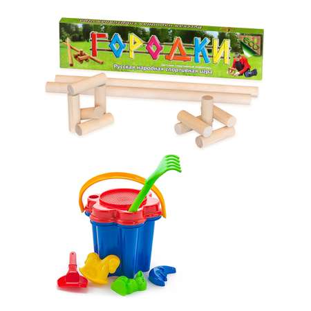 Набор игр ТЕБЕ ИГРУШКА Городки 49 см + Набор Цветок