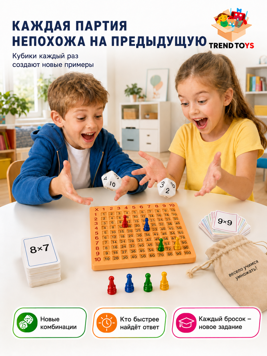 Настольная игра TrendToys Умножайка таблица умножения - фото 7