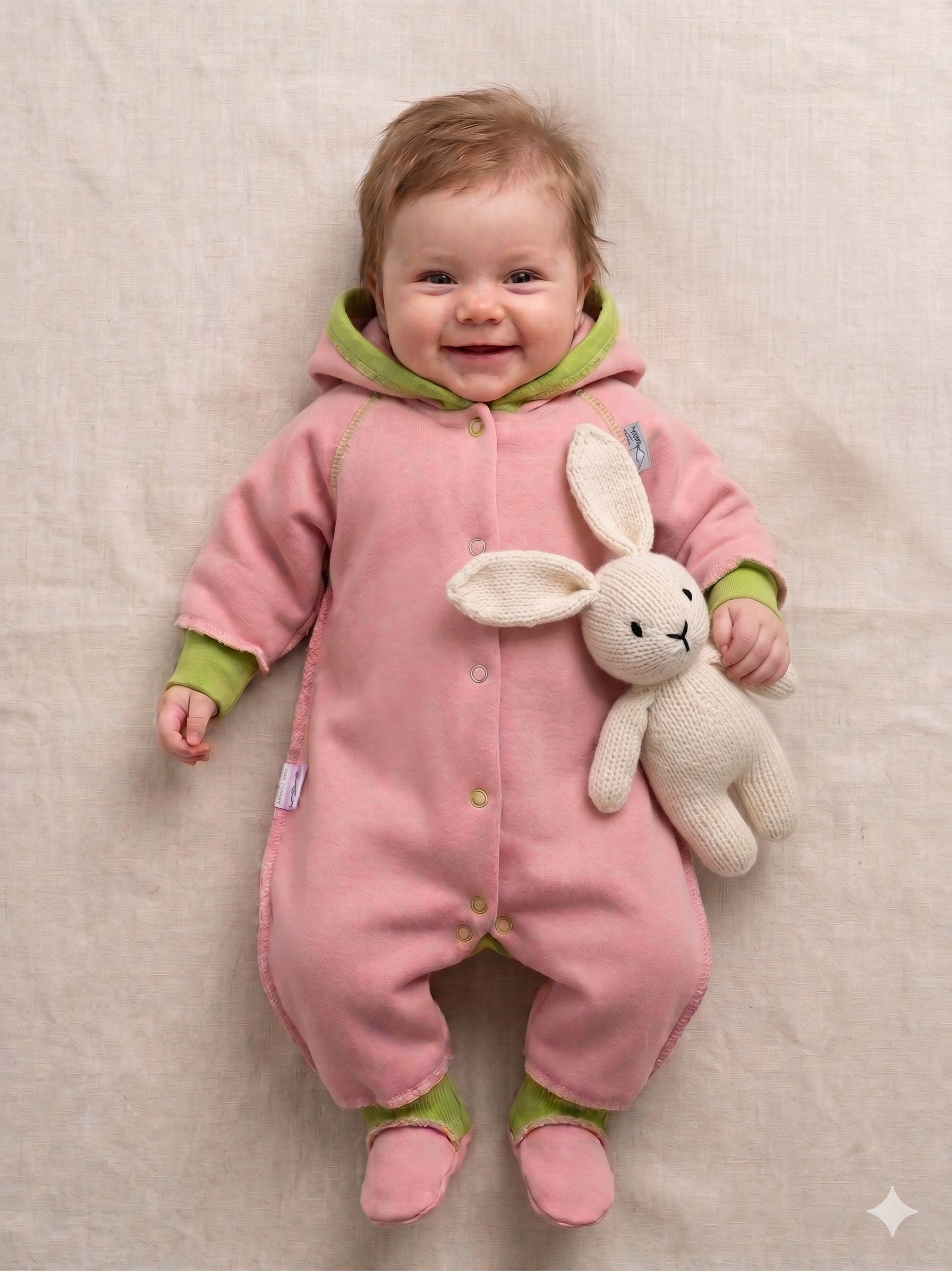 Изображение товара Комбинезон для малыша ТРИЯ 50 из 100% хлопка с начесом, утепленный, отстегивающийся капюшон