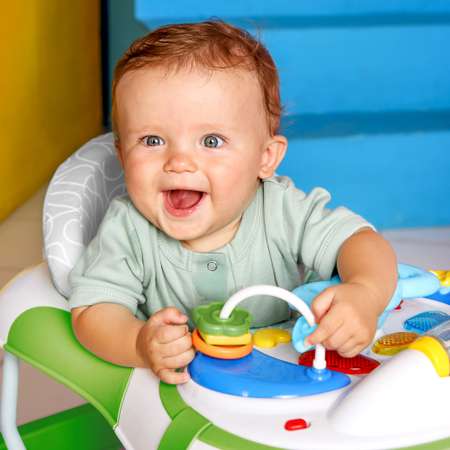 Ходунки детские AmaroBaby с электронной игровой панелью AMAROBABY Strolling Baby GREEN зеленый