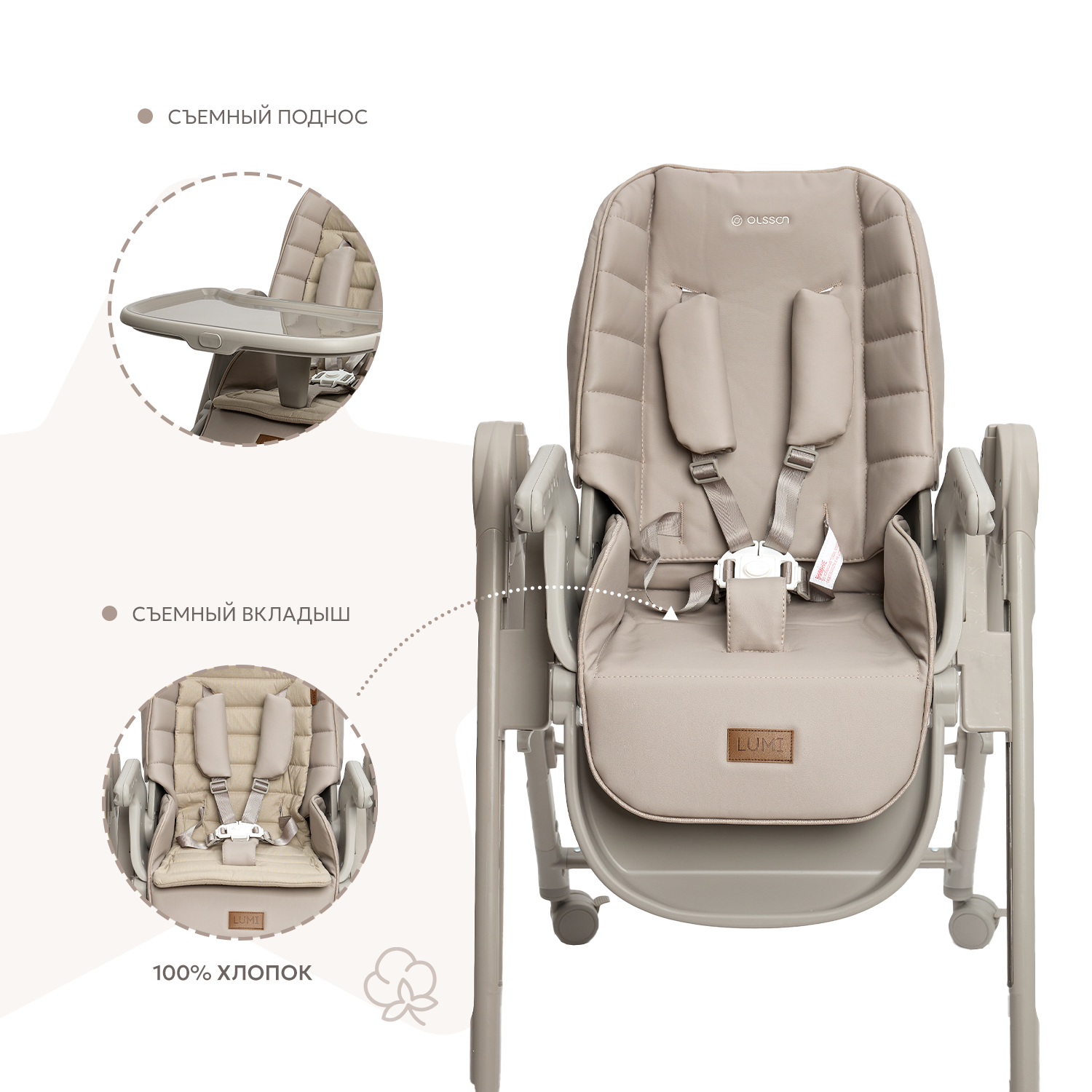 Стульчик для кормления Olsson Lumi серый - фото 6