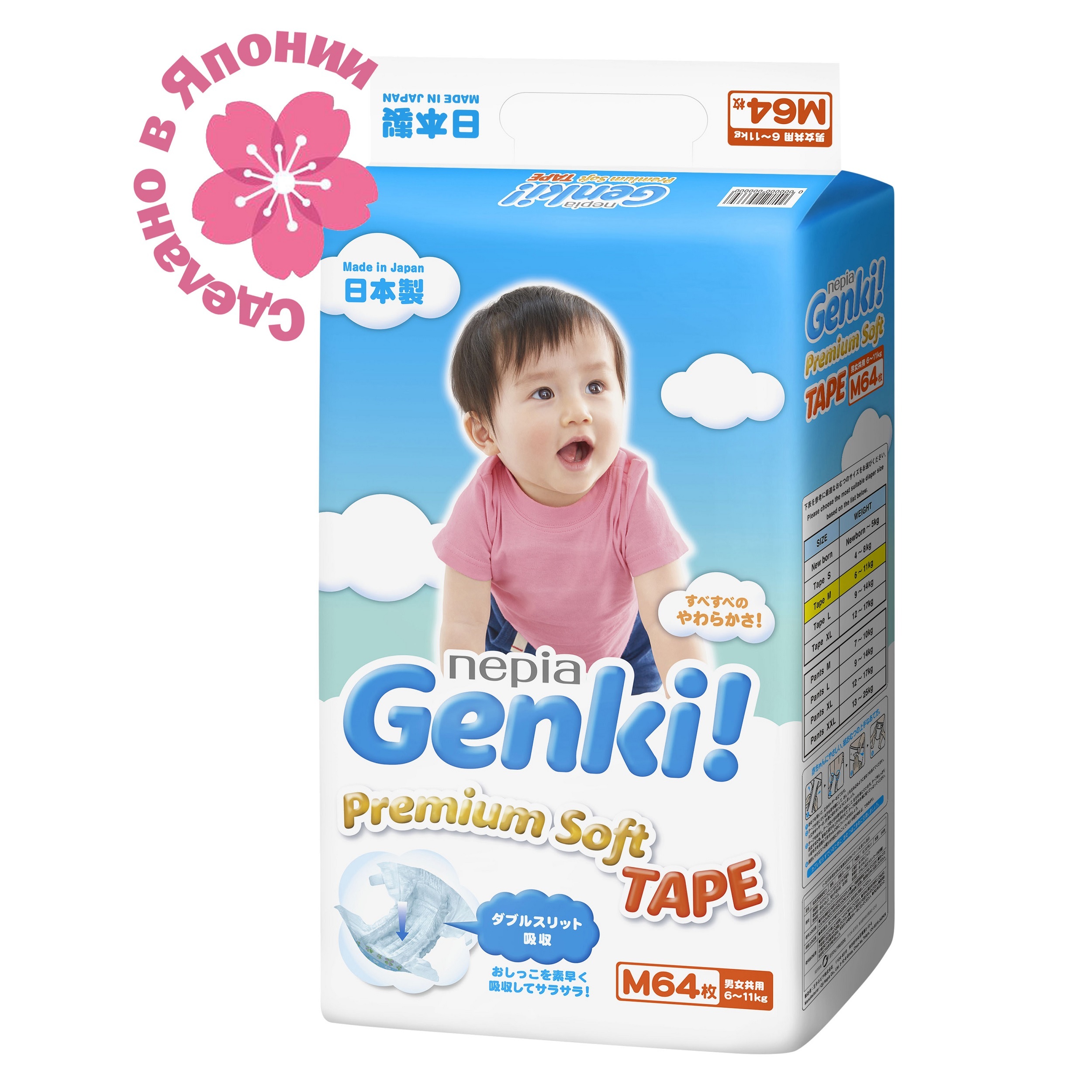 Подгузники Genki M (6-11 кг) 64 шт. - фото 6